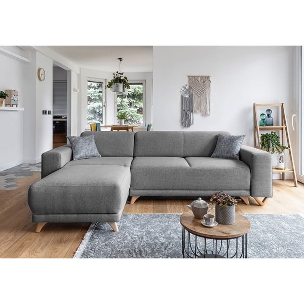 Сив разтегателен/с място за съхранение ъглов диван Classy Sophie – Miuform-image-1