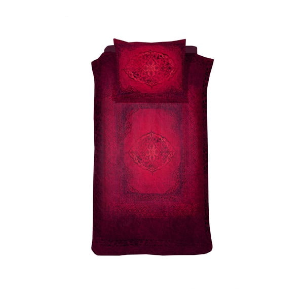 Červené bavlněné povlečení na jednolůžko Damai Salome Carmine, 200 x 140 cm