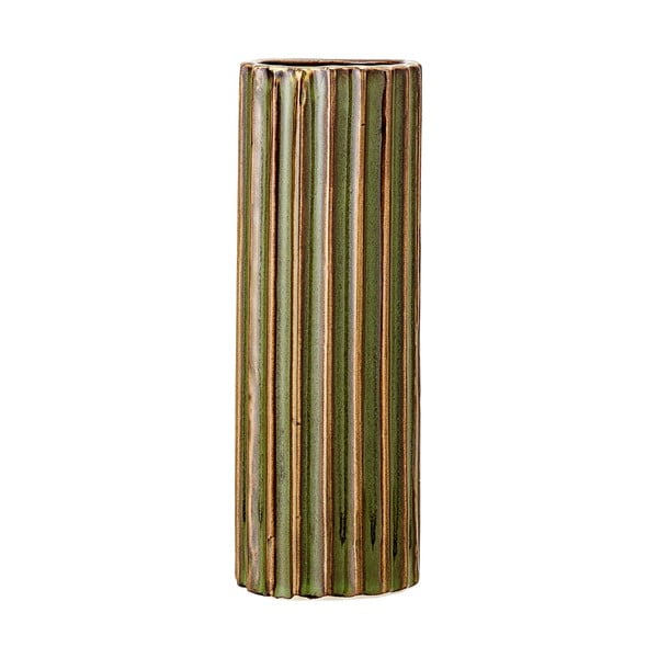 Зелена керамична ваза "Ивици", височина 15 cm - Bloomingville