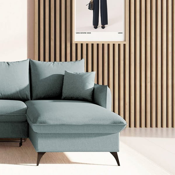 Светлосин разтегателен ъглов диван с място за съхранение (десен ъгъл) Brim – Rodier-image-4