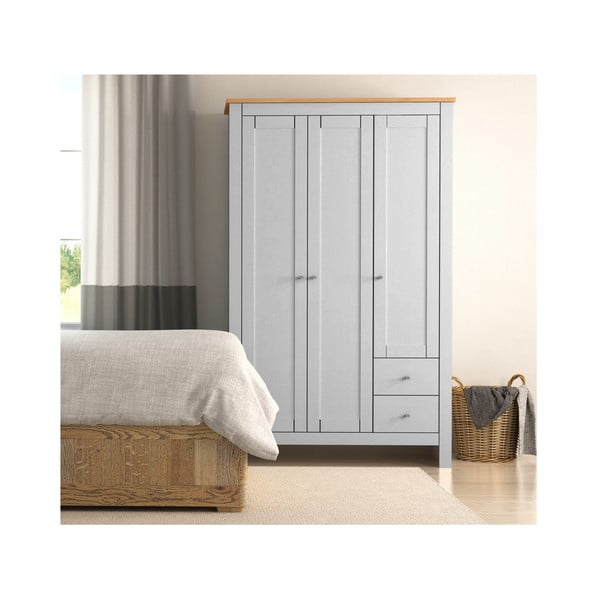 Дъбов гардероб в сив/естествен цвят 112x180 cm Emerald - Støraa-image-2