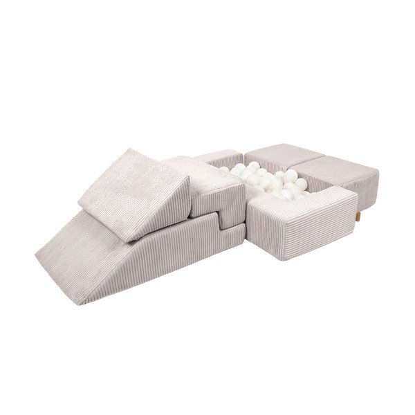 Кремаво велурено игрище от пяна 100x35x40 cm Montessori – Meowbaby