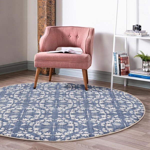 Син кръгъл килим подходящ за пране и за прахосмукачки роботи ø 100 cm Comfort – Mila Home-image-3