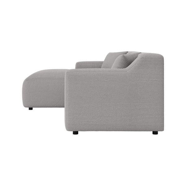 Светлосив ъглов диван от рипсено кадифе (ляв ъгъл) Martin – Ropez-image-3