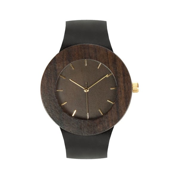 Dřevěné hodinky s hodinovými čárkami Analog Watch Co. Leather & Blackwood
