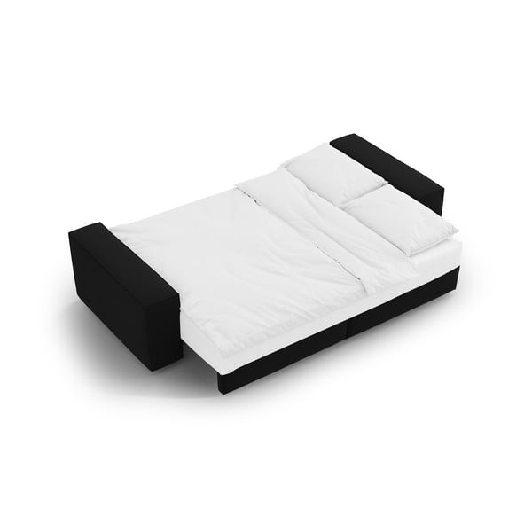 Черен кадифен разтегателен диван с място за съхранение 247 cm Jodie – Micadoni -image-4