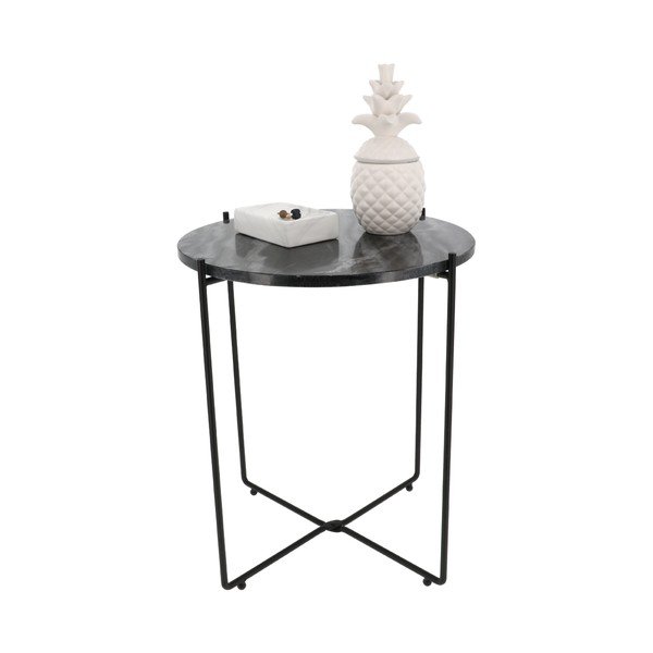 Černý odkládací stolek s mramorovou deskou Compactor Agneta-image-1