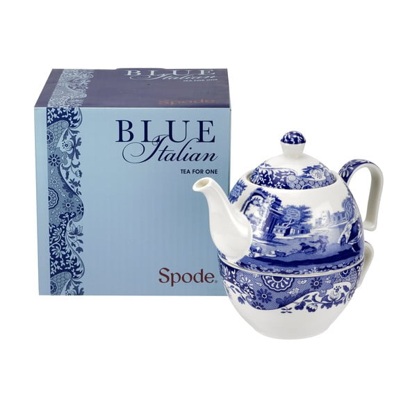 Чайник от бял и син порцелан с чаша Blue Italian, 450 ml - Spode