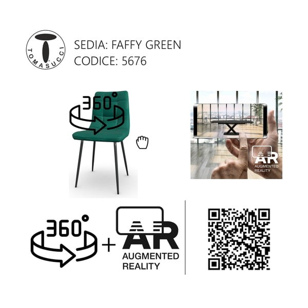 Зелени кадифени трапезни столове в комплект от 2 броя Faffy - Tomasucci-image-4