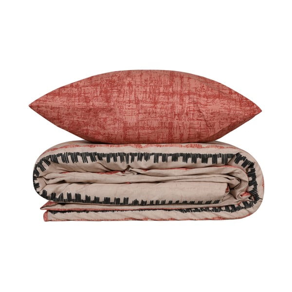 Памучно спално бельо за единично легло в бежово и тухлено 140x200 cm Felix - Mijolnir-image-1