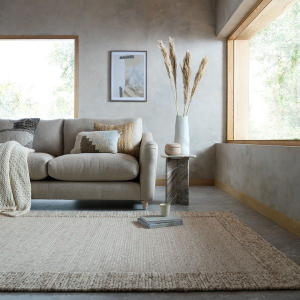 Ръчно изработен килим със смес от вълна в естествен цвят 120x170 cm Rue – Flair Rugs-image-1