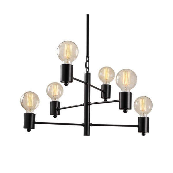 Черно висящо осветително тяло за 6 крушки Hexa Long - Opviq lights-image-4