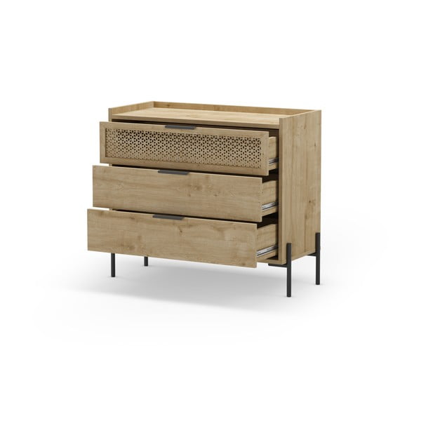 Нисък скрин с дъбов декор в естествен цвят 90x80 cm Inca - Marckeric-image-3