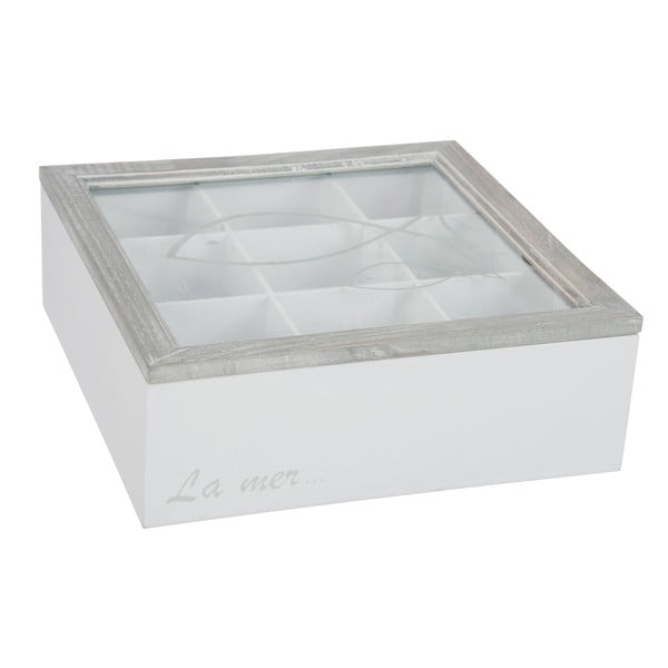 Box na čajové sáčky Fish White, 23x23x8 cm