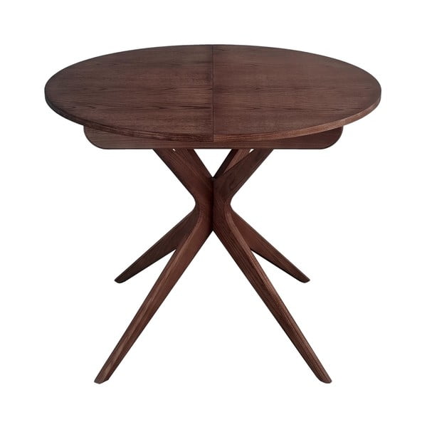 Кръгла сгъваема трапезна маса с допълнителна плоча от декор от орех ø 90 cm Jubi – Ragaba