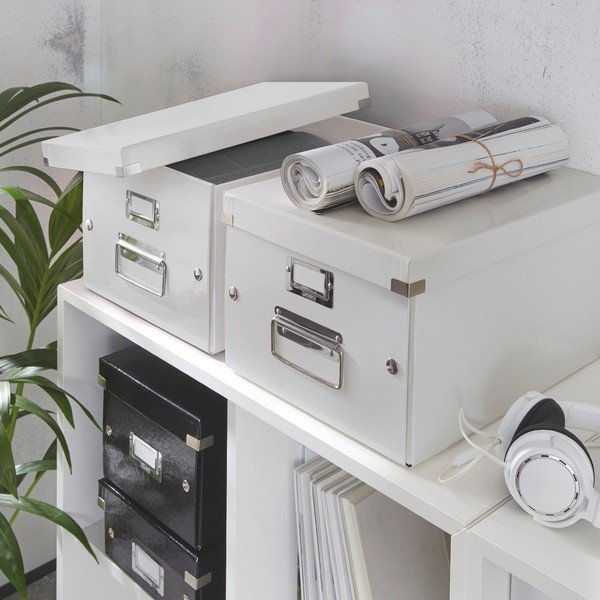 Бяла картонена кутия за съхранение с капак Click&Store - Leitz-image-1