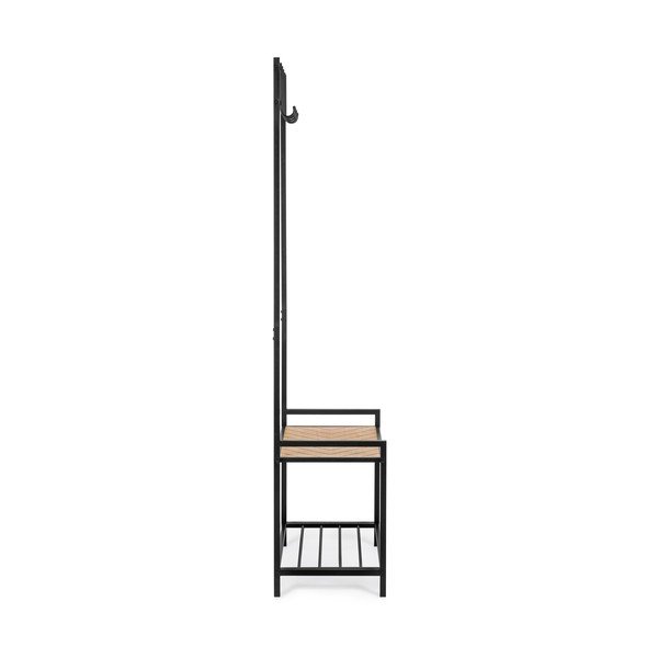Черна/в естествен цвят метална стенна закачалка с рафт 64,5 cm Haldor – Yes Everyday-image-3