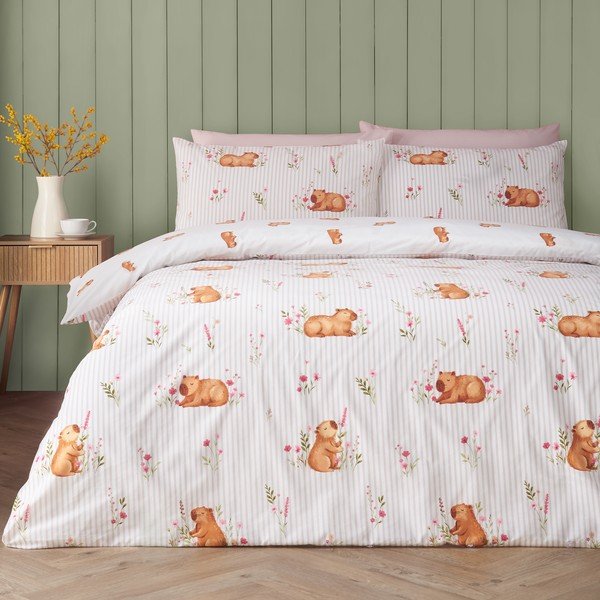 Двойно  спално бельо в естествен цвят 200x200 cm Happy Capy(bara) – Catherine Lansfield