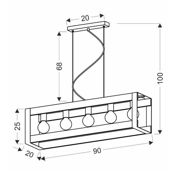 Черна висяща лампа 20x90 cm Varna - Candellux Lighting-image-2