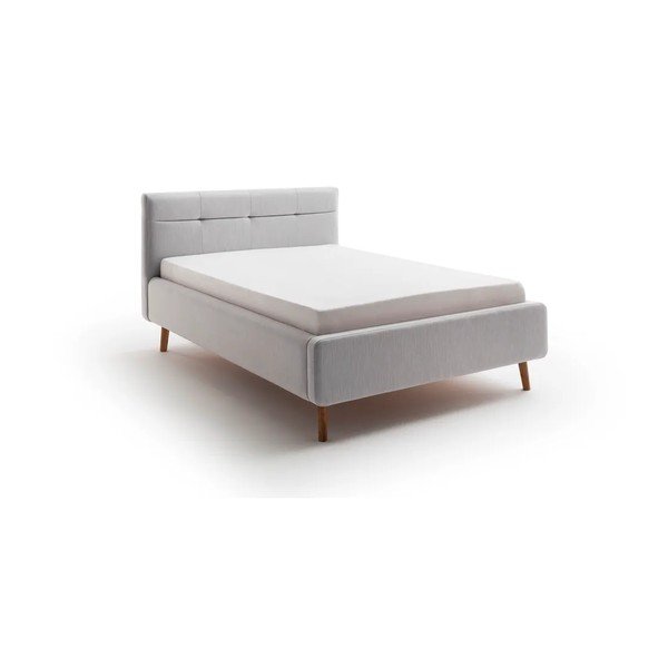 Светлосиво двойно легло 140x200 cm тапицирано с място за съхранение с включена подматрачна рамка Lotte – Meise Möbel