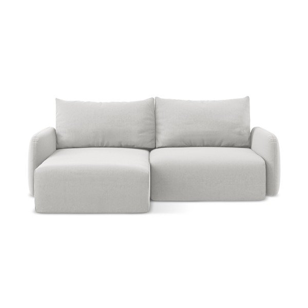 Светлосив кадифен сгъваем/с място за съхранение ъглов диван (ляв ъгъл) Kalena – Makamii