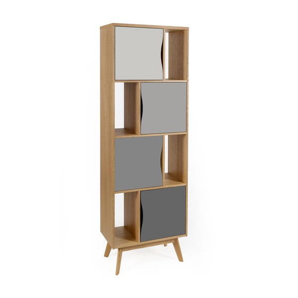 Сив шкаф за книги в дъб 65x191 cm Avon - Woodman-image-3