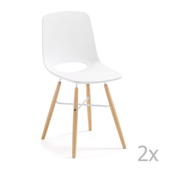 Sada 2 bílých jídelních židlí La Forma Kint