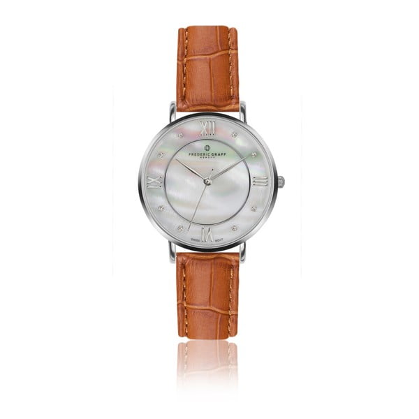 Dámské hodinky s koňakově hnědým páskem z pravé kůže Frederic Graff Silver Liskamm Croco Ginger
