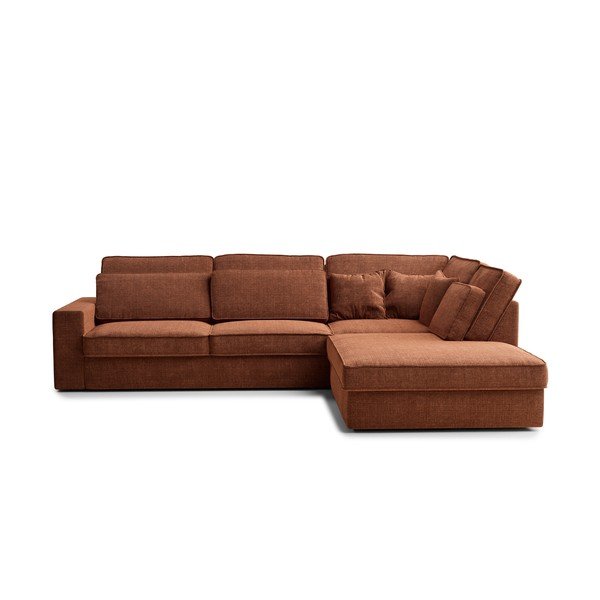 Шенилов ъглов диван в меден цвят (десен ъгъл/L форма) Kirou – Maison de Rêve