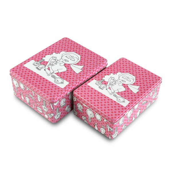Комплект от 2 розови метални кутии за козметика - Versa