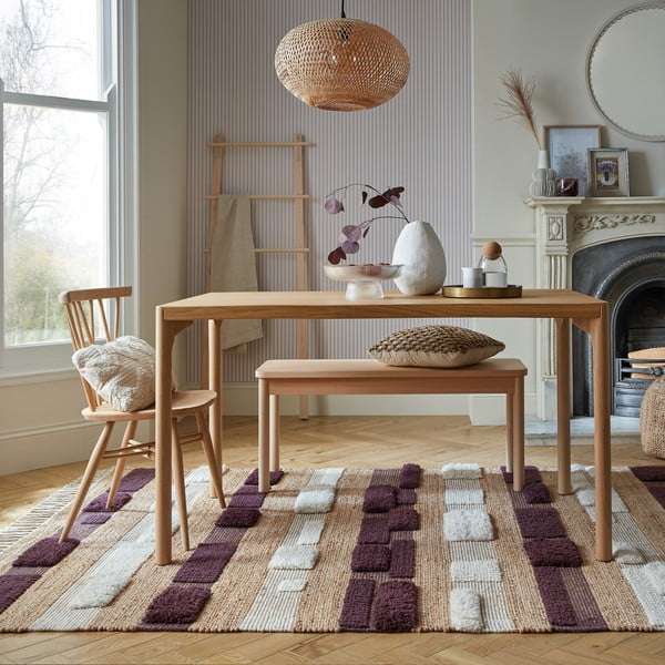 Лилаво-естествен ръчно изработен килим със смес от юта 160x230 cm Medina Blocks – Flair Rugs-image-1