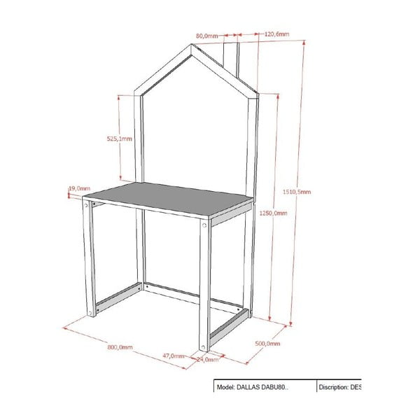 Детско бюро от масивен бор 50x80.5 cm DALLAS – Vipack-image-2