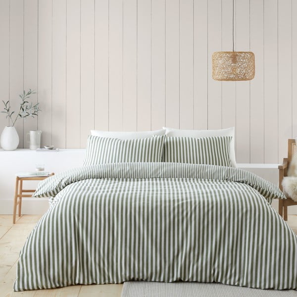 Зелено памучно спално бельо за единично легло 135x200 cm - Catherine Lansfield
