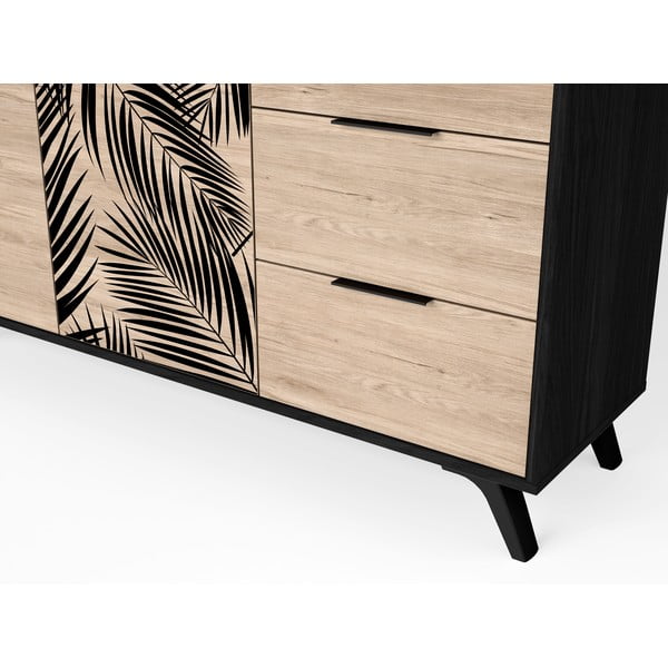 Черен нисък скрин от дъб 136x81 cm Palmera - Marckeric-image-1