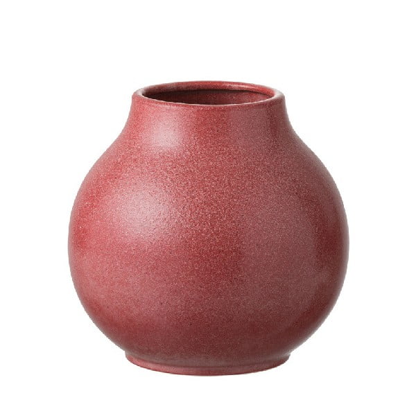 Кръгла червена керамична ваза - J-Line