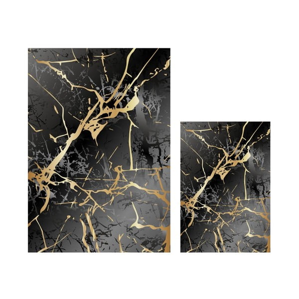 Черни/златни килими за баня в комплект 2 бр. 60x100 cm Cracks – Mila Home