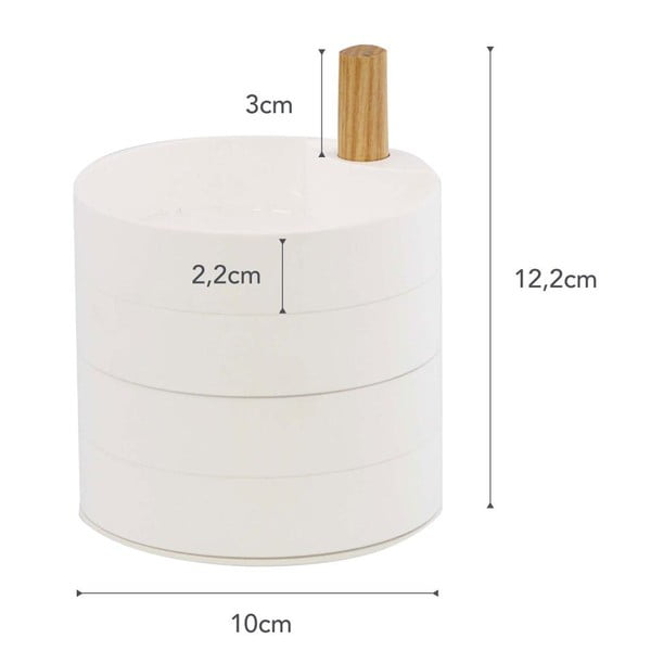 Бяла кутия за бижута с детайли от букова дървесина Tosca - YAMAZAKI-image-3