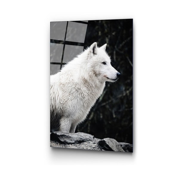 Живопис върху стъкло 70x100 cm White Wolf - Wallity-image-4