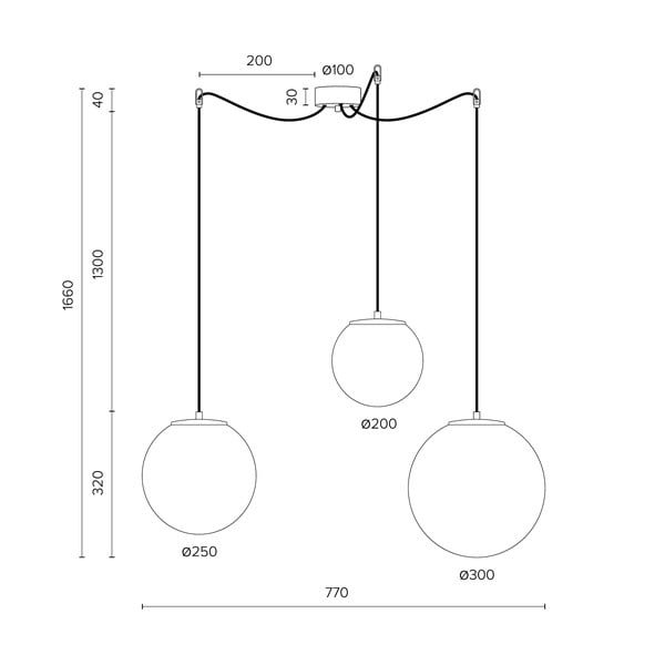 Бяла висяща лампа с три рамена и черно гнездо TSUKI Tsuki - Sotto Luce-image-3