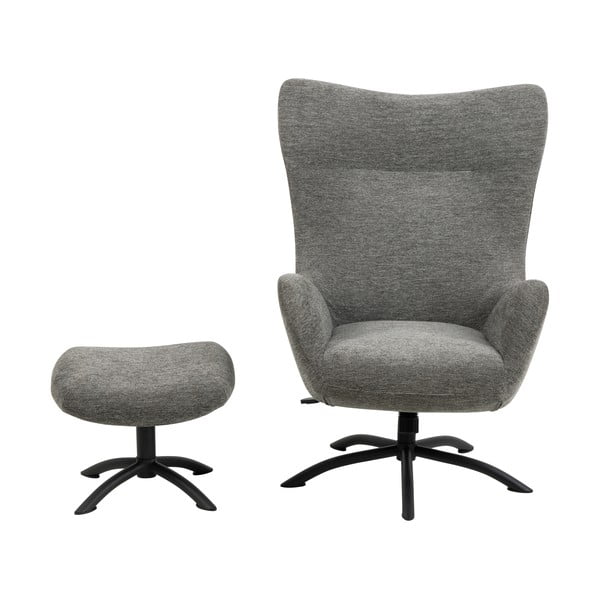 Антрацитно сив комплект от ухо и табуретка за крака Talgarth - Actona-image-2