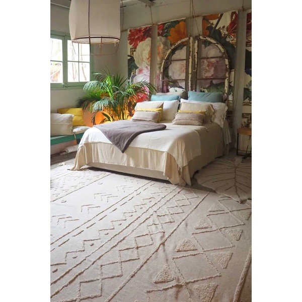 Бял ръчно изработен памучен килим подходящ за пране 170x240 cm Tribu Natural – Lorena Canals-image-1