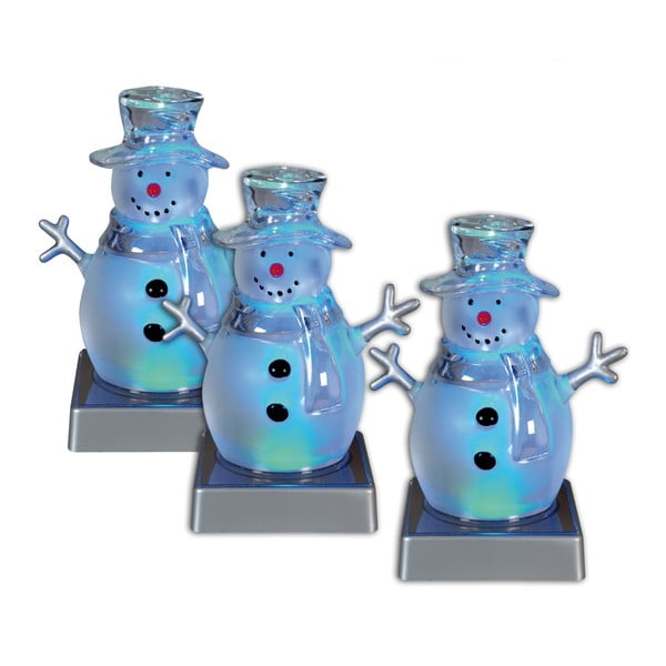 Комплект от 3 декорации с LED светлини Снежни човеци - Naeve
