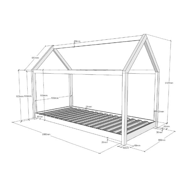 Детско легло за къща , 90 x 200 cm Cabane - Vipack-image-3