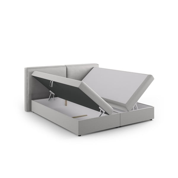 Светлосиво боксспринг легло с място за съхранение 140x200 cm Arendal – Cosmopolitan Design-image-3