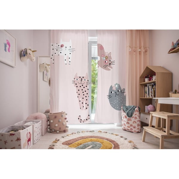 Розова бебешка завеса 250x110 cm Meow Meow - Butter Kings-image-1