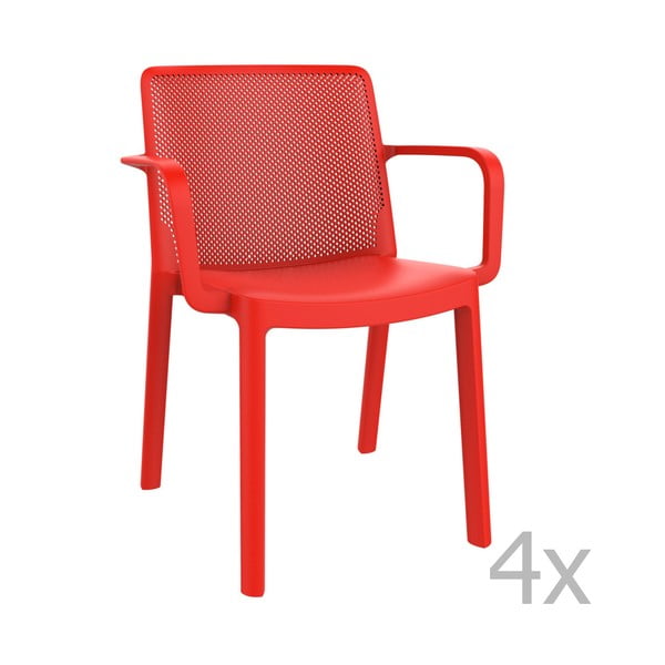 Комплект от 4 червени градински стола Fresh - Resol