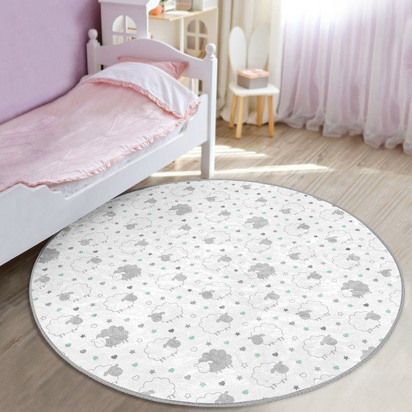 Детски килим в светло сиво и бяло ø 80 cm Comfort - Mila Home-image-1