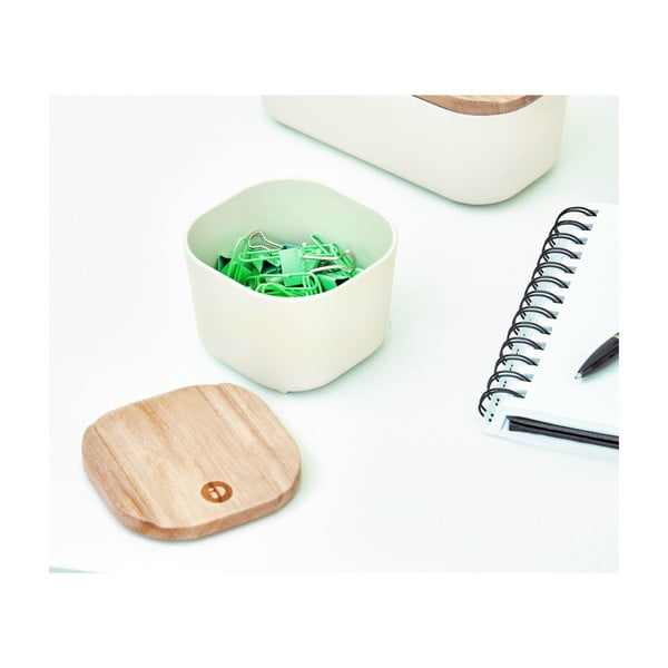 Бяла кутия за съхранение с капак, изработена от дърво от пауловния , 9 x 9 cm Eco - iDesign-image-4