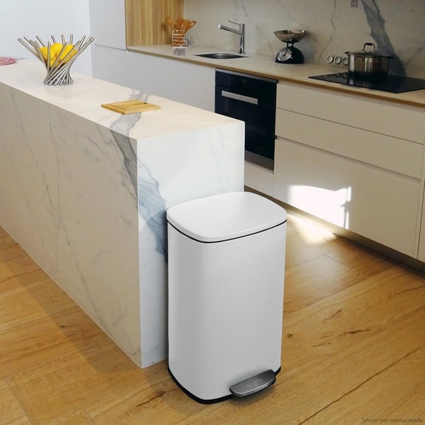 Стоманено кошче за боклук с педал в матово бял цвят 50 l   Akira – Spirella-image-1