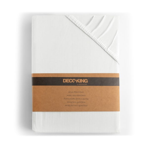 Бял еластичен чаршаф от джърси 240x200 cm Amber – Restilo-image-4